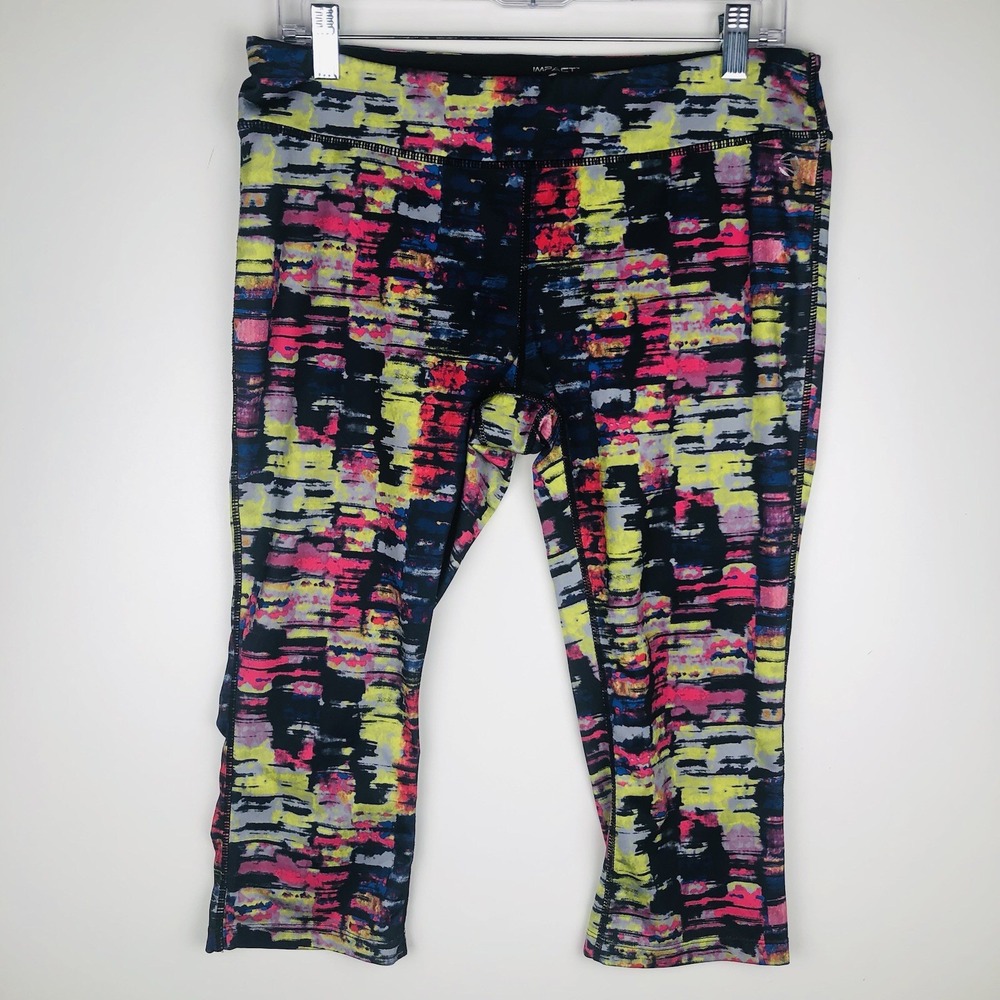 Impact Jillian Michaels Womens Large Capri Leggings Geometric Multicolor Gym